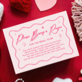 波状ピンクブライダルシャワーレシピカード エンクロージャーカード