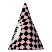 波状ピ市松模様にンク名門私立校風のスマイルワンハッピーバーブ パーティーハット (右)