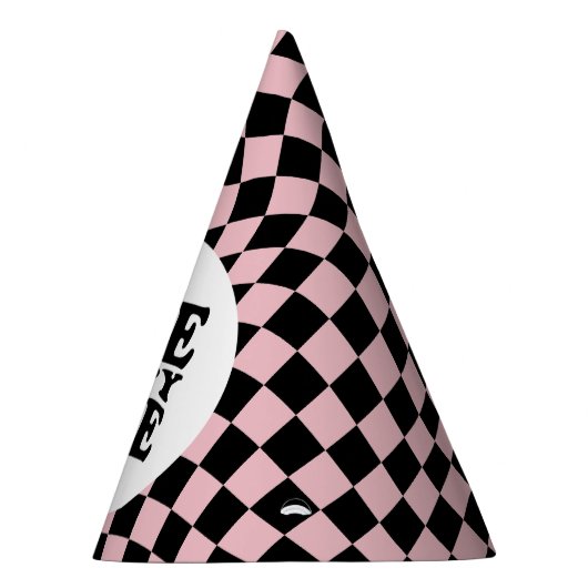 波状ピ市松模様にンク名門私立校風のスマイルワンハッピーバーブ パーティーハット (右)