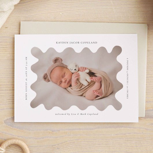 波状フレームの誕生発表写真 案内状