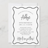 波状フレーム,波状縁どの誕生日パーティーの招待 セーブザデート (正面)