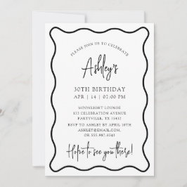 波状フレーム，波状縁どの誕生日パーティーの招待 セーブザデート