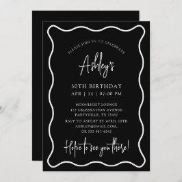 波状フレーム，波状縁どの誕生日パーティーの招待 セーブザデート