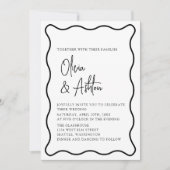 波状フレーム，波状縁ど,モダン結婚式招待状 セーブザデート (正面)