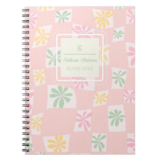 波状フローラチェック ノートブック (正面)