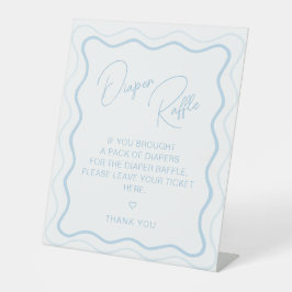 波状ホタテレトロ男の赤ちゃんシャワーおむつラッフル 台座サイン