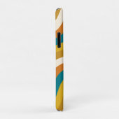 波状ポップ・アートのレトロパタストライプーンティール(緑がかった色)オークルイニシャル Case-Mate iPhoneケース (裏面/右)