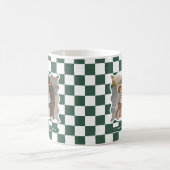波状モダンエッジのチェックミニマル写真クリスマス コーヒーマグカップ (中央)
