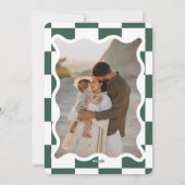 波状モダンエッジのチェックミニマル写真クリスマス シーズンカード (裏面)