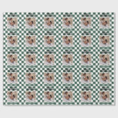 波状モダンエッジのチェックミニマル写真クリスマス ラッピングペーパー (フラット)