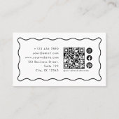 波状モダンフレーム， qrコード，写真 名刺 (裏面)