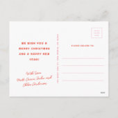 波状モダンレトロGroovyクリスマスレッドピンク シーズンポストカード (裏面)