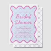 波状モダン曲線はっきりしたピンクと青のブライダルシャワー ベラム紙招待状 (オフセット (招待状))