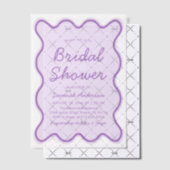 波状モダン曲線はっきりした薄紫ブライダルシャワー ベラム紙招待状 (オフセット (招待状))