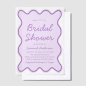 波状モダン曲線はっきりした薄紫ブライダルシャワー ベラム紙招待状 (オフセット)