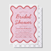 波状モダン湾曲はっきりしたピンクと赤のブライダルシャワー ベラム紙招待状 (オフセット (招待状))
