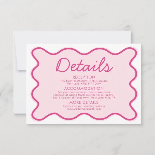 波状モダン湾曲はっきりしたレトロピ結婚ンク詳細 招待状 (正面)