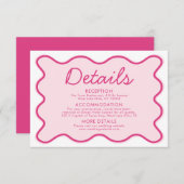 波状モダン湾曲はっきりしたレトロピ結婚ンク詳細 招待状 (正面/裏面)