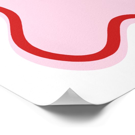 波状モダン湾曲レトロピンクと赤ベビーシャワー ポスター (角)