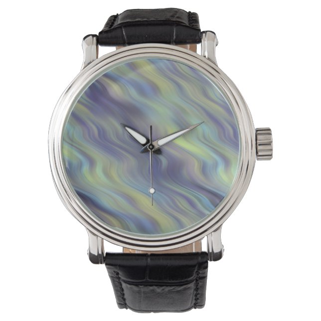 波状ラベンダーのテクスチャ 腕時計 (正面)