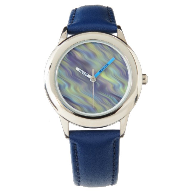 波状ラベンダーのテクスチャ 腕時計 (正面)