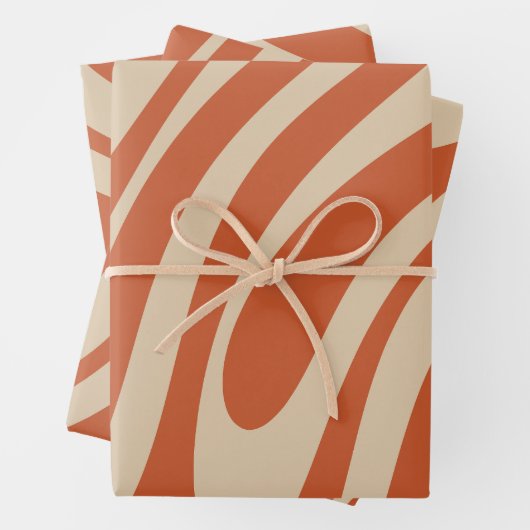 波状ループレトロボー抽象芸術パターン ラッピングペーパーシート (インサイチュ)