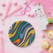 波状ループレトロモダン抽象芸術パターン ペーパープレート (パーティー)