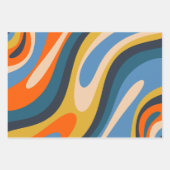 波状ループレトロモダン抽象芸術数々の – 色 ラッピングペーパーシート (正面2)