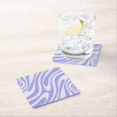 波状ループレトロ抽象芸術パターンライトパープル スクエアペーパーコースター (インサイチュ)