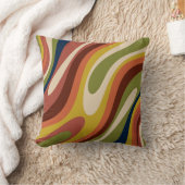 波状ループレトロ抽象芸術パターンヴィンテージ70sビア クッション (ブランケット)