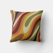 波状ループレトロ抽象芸術パターンヴィンテージ70sビア クッション (裏面)