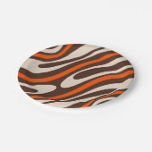 波状ループレトロ抽象芸術パターン茶色とオレンジ ペーパープレート (アングル)
