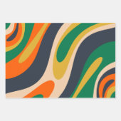 波状ループレトロ数々の抽象芸術 – 色パターン ラッピングペーパーシート (正面2)