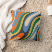 波状ループレトロ数々の – カラー抽象芸術パターン クッション (ブランケット)