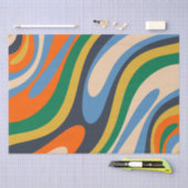 波状ループレトロ数々の – カラー抽象芸術パターン 薄葉紙 (クラフト)