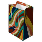 波状ループ数々の – カラーレトロ抽象芸術パターン ミディアムペーパーバッグ (正面アングル)