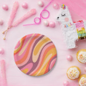 波状ループGroovyレトロ抽象芸術パターン ペーパープレート (パーティー)