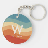 波状レトロストライプのモノグラムパーソナル キーホルダー (裏面)