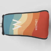 波状レトロストライプのモノグラムパーソナル ゴルフヘッドカバー (正面)