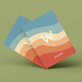 波状レトロストライプのモノグラムパーソナル トランプ