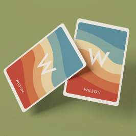 波状レトロストライプのモノグラムパーソナル トランプ