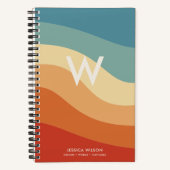 波状レトロストライプのモノグラムパーソナル ノートブック (正面)