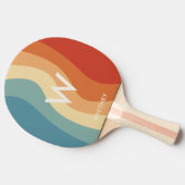 波状レトロストライプのモノグラムパーソナル 卓球ラケット (横)
