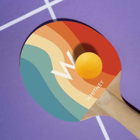 波状レトロストライプのモノグラムパーソナル 卓球ラケット