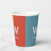 波状レトロストライプのモノグラム個人パーティー 紙コップ (右)