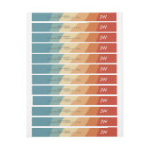 波状レトロストライプのモノグラム差出人住所 ラップアラウンドラベル (シート)