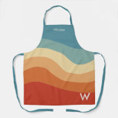 波状レトロストライプモノグラム エプロン (正面)