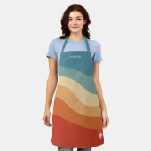 波状レトロストライプモノグラム エプロン (着用した状態)