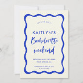 波状レトロブルーバチェロレッテ週末の日程 招待状 (正面)