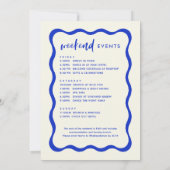 波状レトロブルーバチェロレッテ週末の日程 招待状 (裏面)